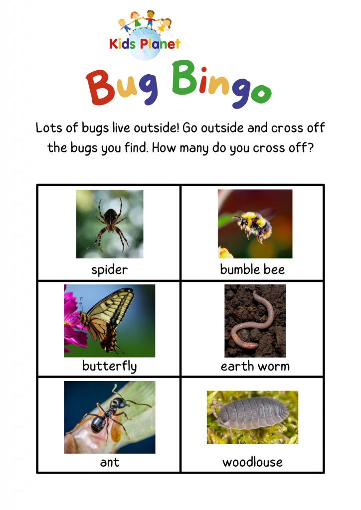 Bug bingo printable sheet