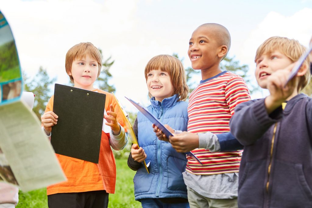 Children doing a treasure hunt