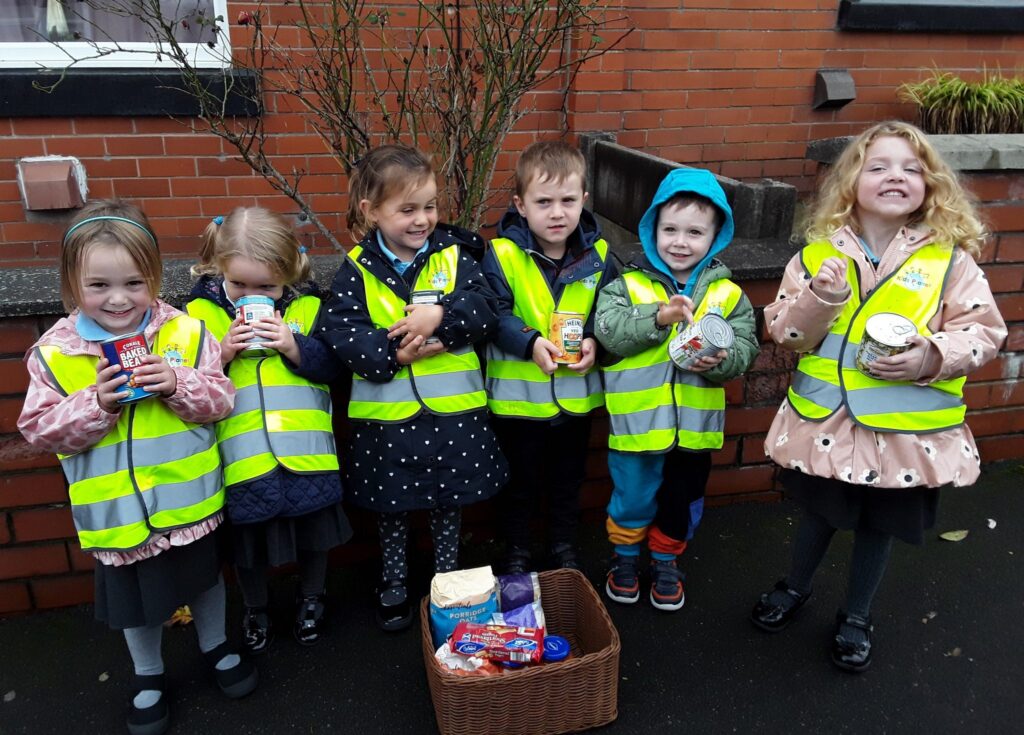 Kids Planet Blackrod collect food for Trussell Trust