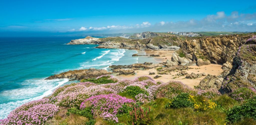 Summer holiday on beach in Cornwall