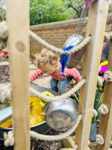 Child exploring textures