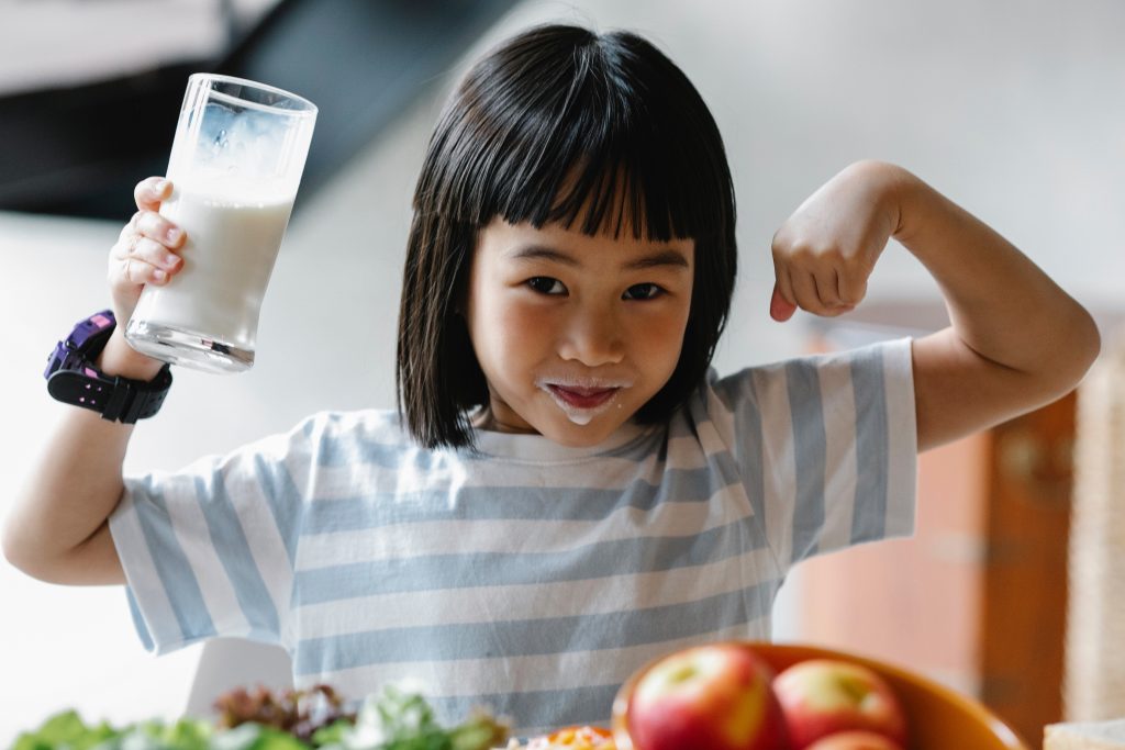 Child eating healthy food